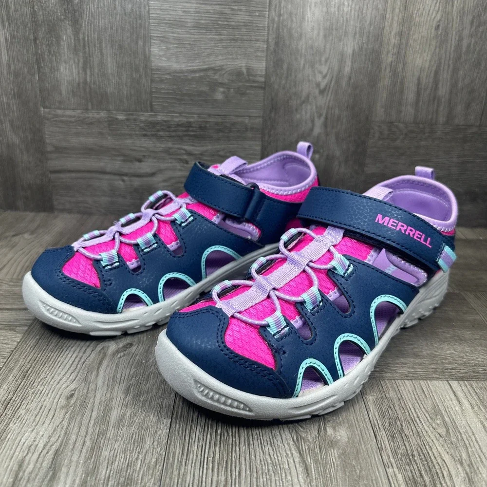 Merrell Hydro Trekker Kids 3M Navy Pink Water Hiking Sandals NEW